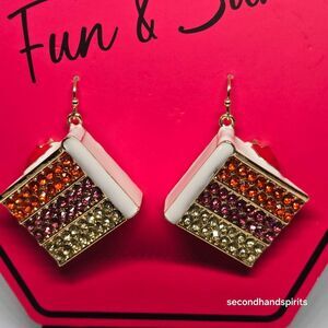 Fun Sun Piece of Cake Earrings Glittering cake